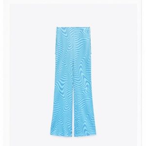 Zara size medium blue satin retro bellbottom pants